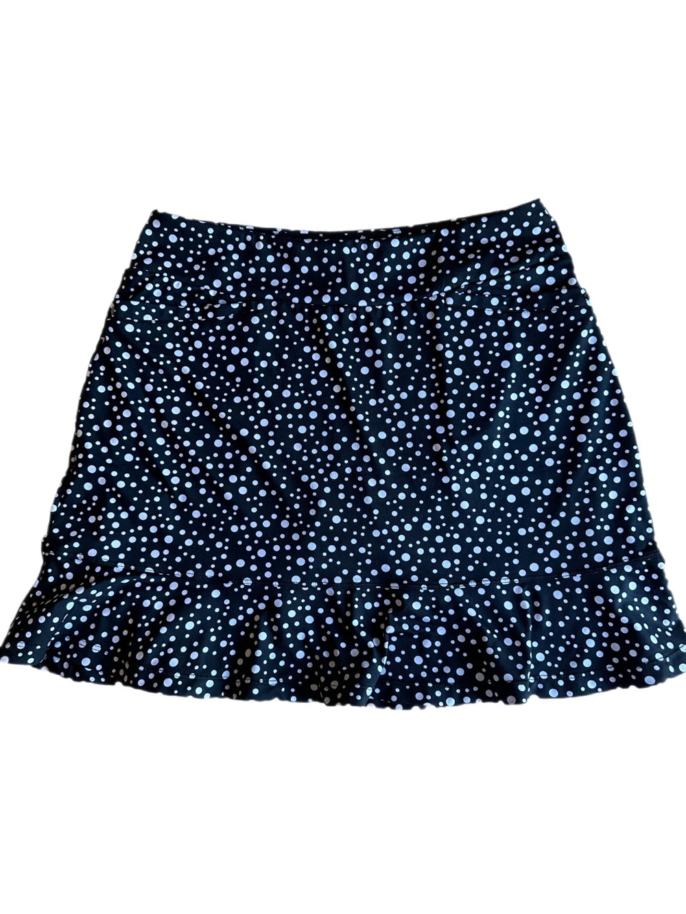Tail 360 Golf Navy White Polka Dot Pull On Ruffle Hem Skirt Size S
